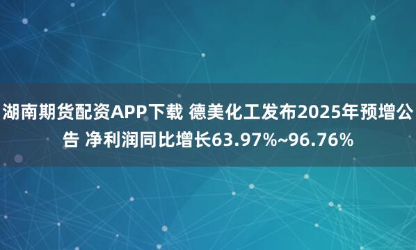 湖南期货配资APP下载 德美化工发布2025年预增公告 净利润同比增长63.97%~96.76%